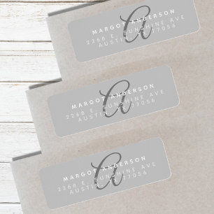 Mongoram Chic Stylish Script Grey Return Address