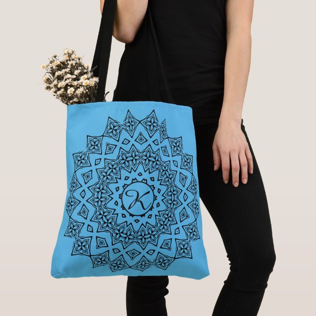 Mongrammed Mandala Tote Bag (Close Up)