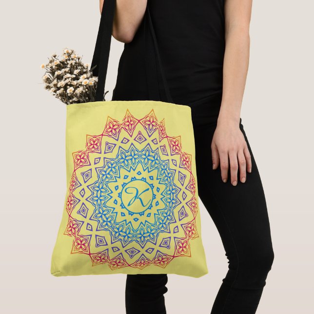 Mongrammed Mandala Tote Bag (Close Up)