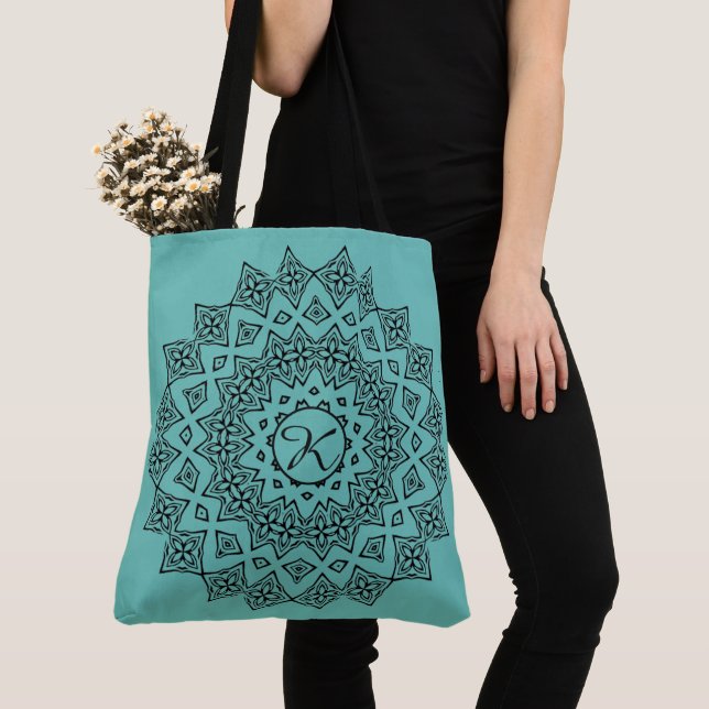Mongrammed Mandala Tote Bag (Close Up)