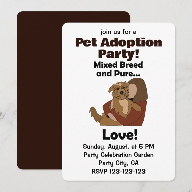 Mongrel Dog Mixed Breed Pure Love Pet Adoption  Invitation (Front/Back)