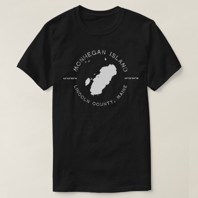 Monhegan Island Maine Retro Vintage Graphic  T-Shirt (Design Front)