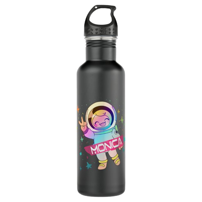 MONICA 2Adorable girl name with cute Astronaut 710 Ml Water Bottle (Front)