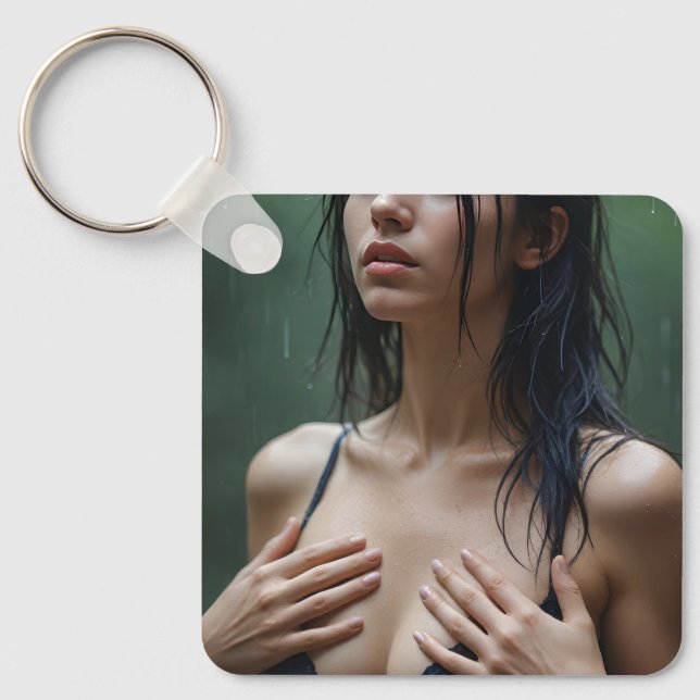 Monica in the rain Keychain (Front)