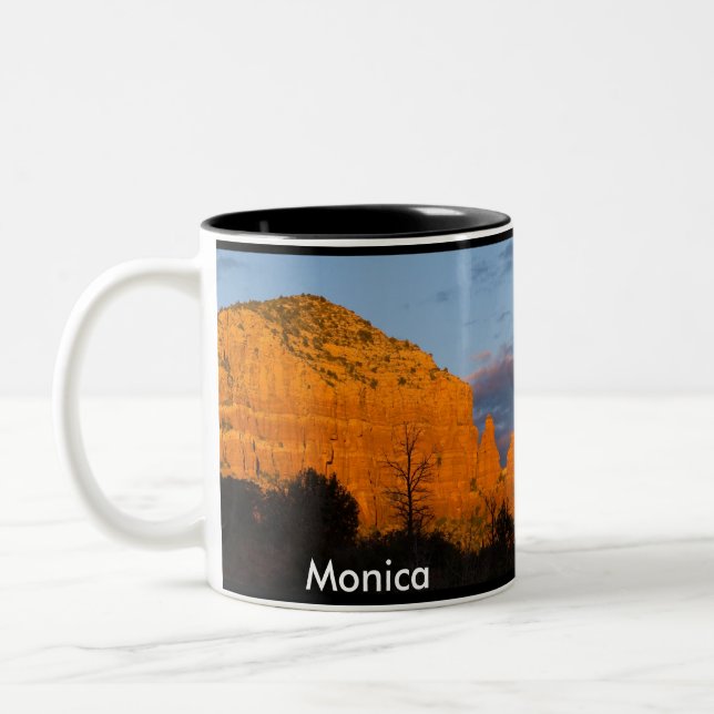 Monica on Moonrise Glowing Red Rock Mug (Left)