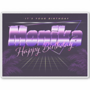 Monika Name Vorname lila retro Sticker Geburtstag