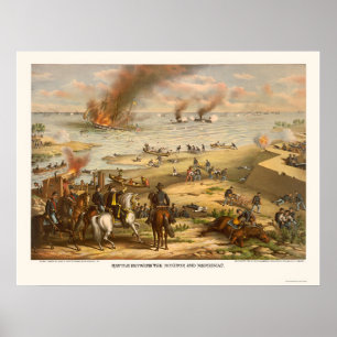 Monitor and Merrimac Battle by Kurz & Allison 1862 Poster
