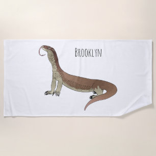 Monitor lizard cartoon illustration beach towel