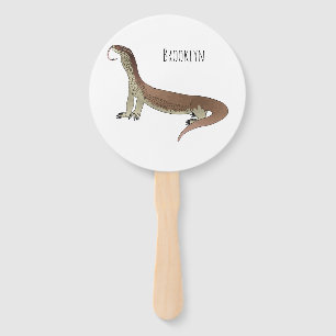Monitor lizard cartoon illustration hand fan