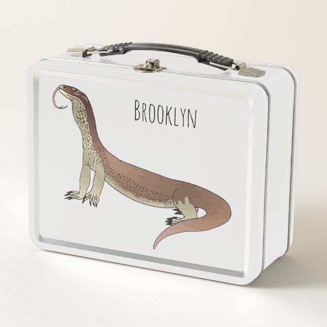 Monitor lizard cartoon illustration  metal lunch box (Front)