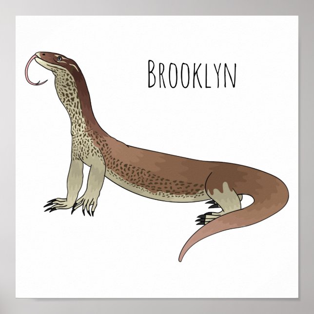 Monitor lizard cartoon illustration poster (Front)