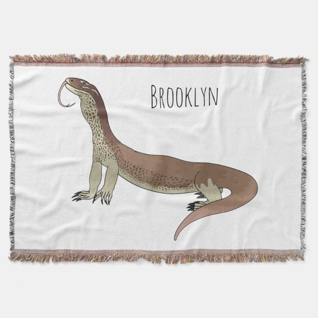 Monitor lizard cartoon illustration  throw blanket (Front)