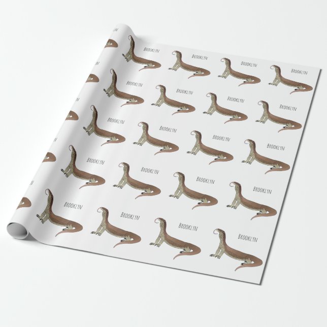 Monitor lizard cartoon illustration  wrapping paper (Unrolled)