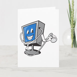 Monitor With A Stethoscope Greeting Cards