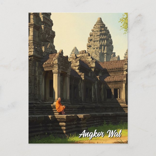 Monk at Angkor Wat Cambodia Postcard (Front)