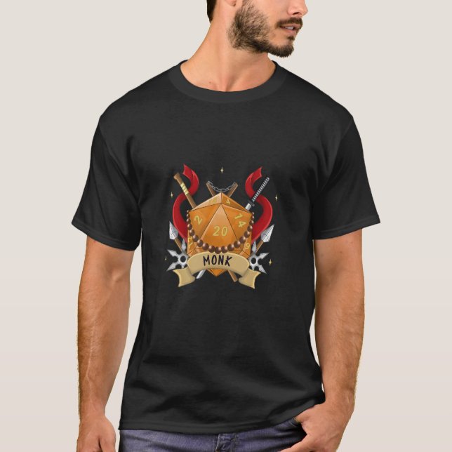 Monk Class Alignment Dice Dungeon Role Playing Gam T-Shirt (Front)