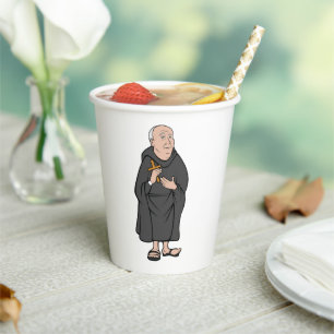 Monk Holding Cross in Robe Mediaeval Religious Paper Cups