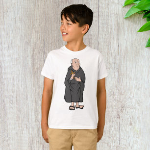 Monk Holding Cross in Robe Mediaeval Religious T-Shirt