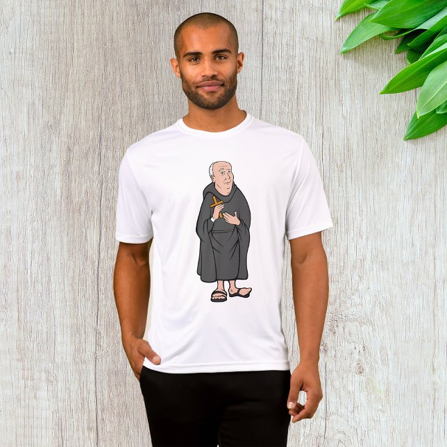 Monk Holding Cross in Robe Mediaeval Religious T-Shirt (Creator Uploaded)