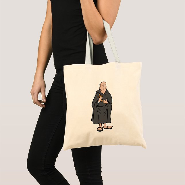 Monk Holding Cross in Robe Mediaeval Religious Tote Bag (Creator Uploaded)