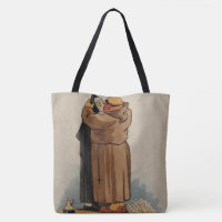 Monk kissing Nun, Funny Watercolor Tote Bag