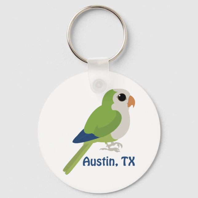 Monk Parakeet -Austin, Texas Key Ring (Front)