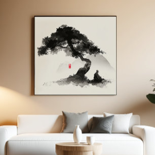 Monk & Pine - Zen Ink Wall Art - Minimal Decor
