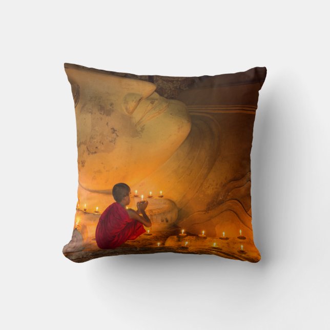 Monk Praying By A Buddha Cushion (Front)