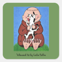 Monk with Dog stickers