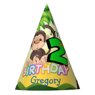 Monkey 2nd Birthday Party Custom Party Hat