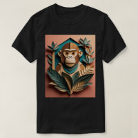 Monkey 3D Paper Art Design T-shirt 