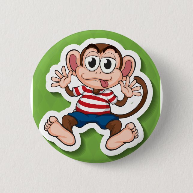 Monkey 6 Cm Round Badge (Front)