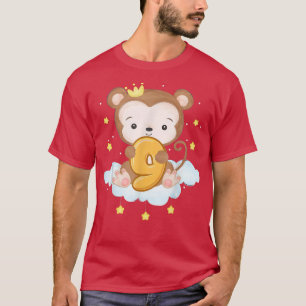 Monkey 9th Birthday Outfit Boy 9 Year Old Born In  T-Shirt