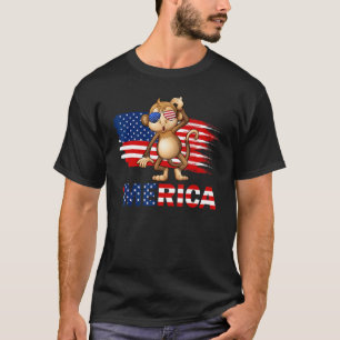 Monkey American Flag Sunglasses Merica 4th Of Jul T-Shirt