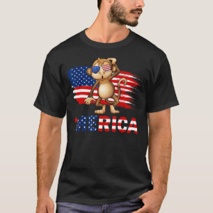Monkey American Flag Sunglasses Merica  4th Of Jul T-Shirt