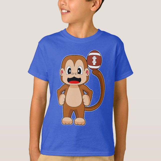 Monkey American Football Sports T-Shirt (Front)