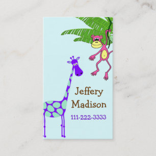 Monkey and Giraffe Kid's Safety Card