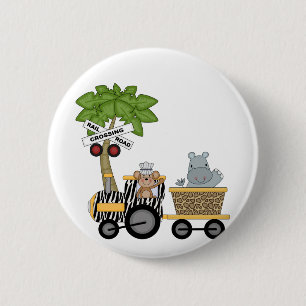 Monkey and Hippo Train Tshirts and Gifts 6 Cm Round Badge