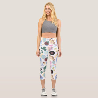 monkey and music pattern capri leggings