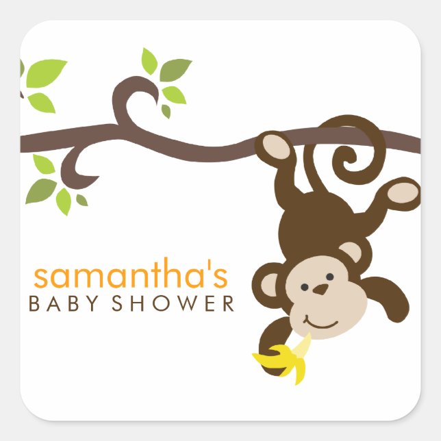 Monkey and Polka Dots Square Sticker (Front)