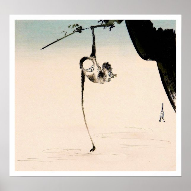 Monkey and the Moon Reflection Poster (Front)