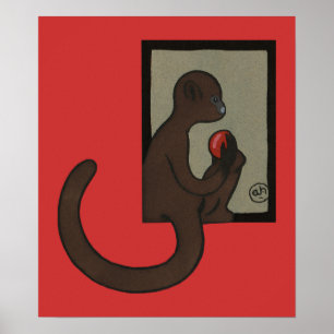 Monkey - Antiquarian, Colourful Book Illustration Poster