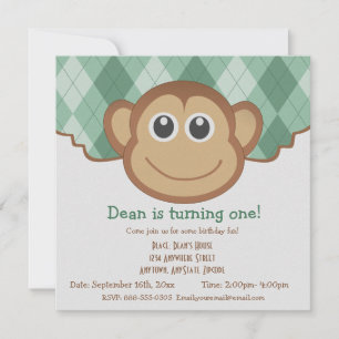 Monkey Argyle Pattern Invitation