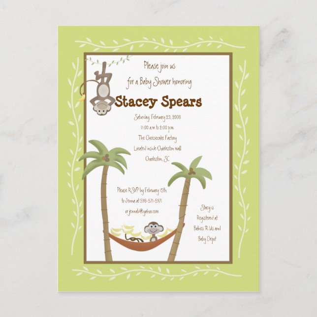 Monkey Around Baby Shower Invitations (Front)