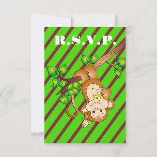 Monkey Around Baby Shower R.S.V.P. Card - Green