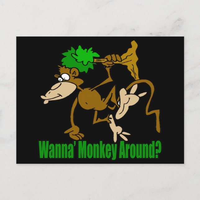 Monkey Around Funny T-shirts Gifts Postcard (Front)