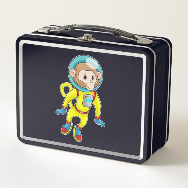Monkey as Astronaut Metal Lunch Box (Front)