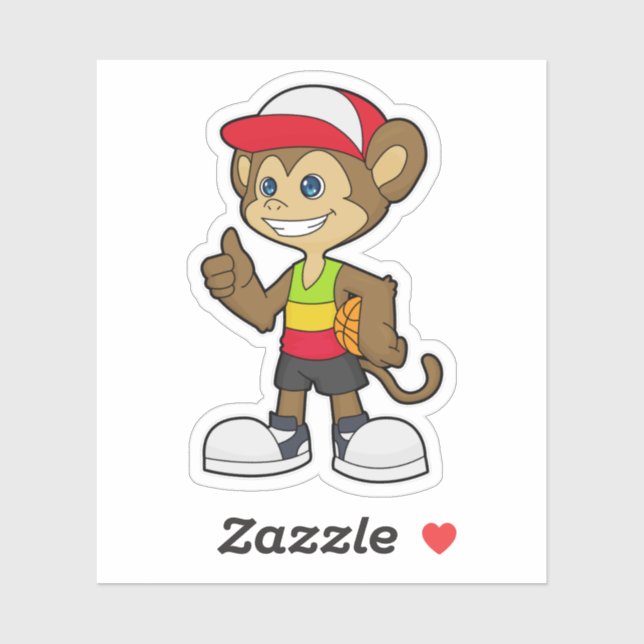 Monkey as Basketball player with Basketball (Sheet)