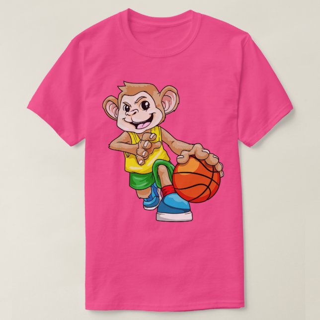 Monkey as basketball player with basketball 2 T-Shirt (Design Front)
