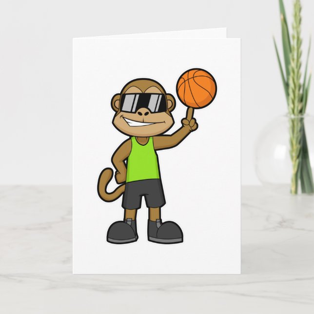 Monkey as Basketball player with Basketball ball Card (Front)